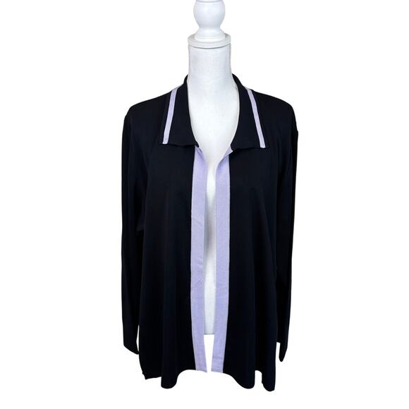Misook Sweaters - Misook Black Purple Travel Knit Cardigan Women’s 2X Stretch Luxe